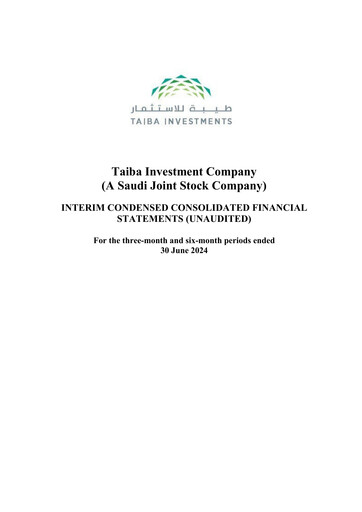 Miniature Taiba Investments Rapport trimestriel 2024-q2