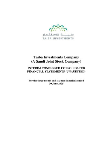 Miniature Taiba Investments Rapport trimestriel 2025-q2