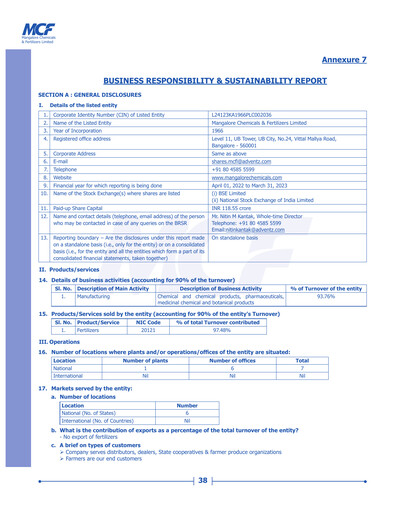 Thumbnail Mangalore Chemicals and Fertilizers ESG Report 2022-2023