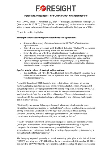 Thumbnail Foresight Autonomous Holdings Financial Report 2024-q3