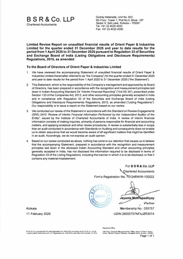 Thumbnail Orient Paper Mills
 Quarterly Report 2025-q3