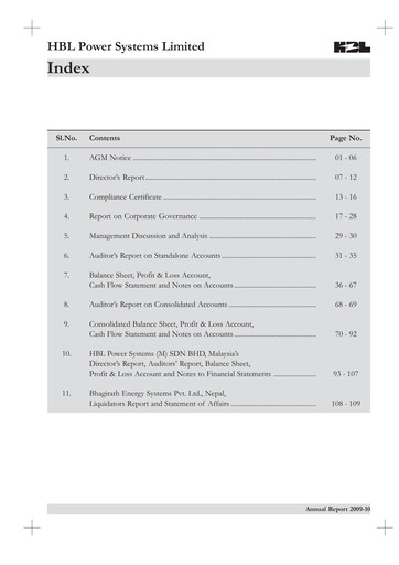 Thumbnail HBL Annual Report 2009-2010