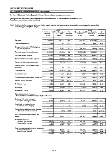 Thumbnail Venture Corporation Financial Statement 2013
