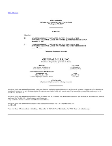 Vorschaubild General Mills Quartalsbericht 2008-q2