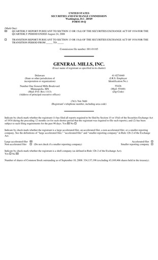 Vorschaubild General Mills Quartalsbericht 2009-q1