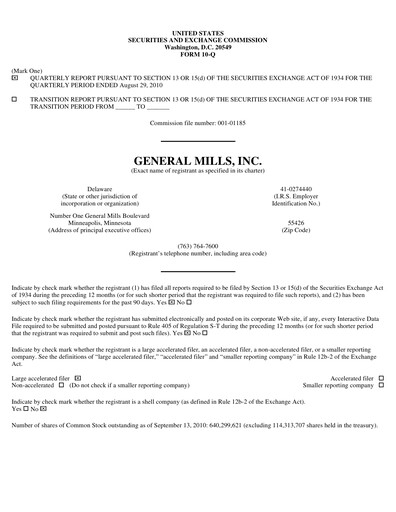 Vorschaubild General Mills Quartalsbericht 2011-q1