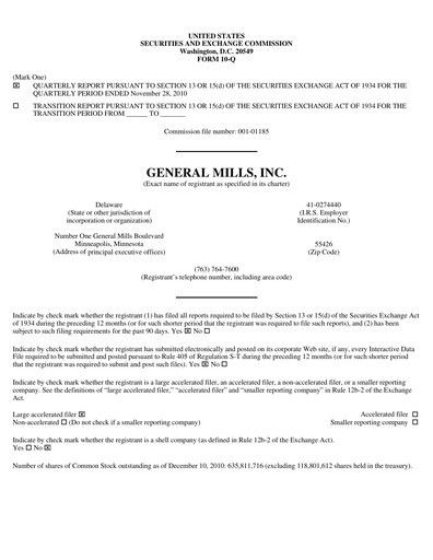 Vorschaubild General Mills Quartalsbericht 2011-q2