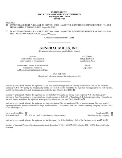 Vorschaubild General Mills Quartalsbericht 2012-q1