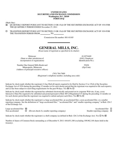 Vorschaubild General Mills Quartalsbericht 2012-q2