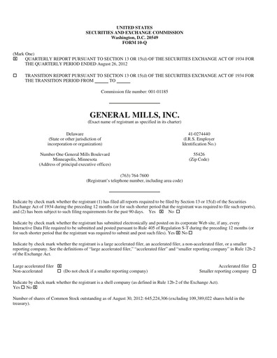 Vorschaubild General Mills Quartalsbericht 2013-q1