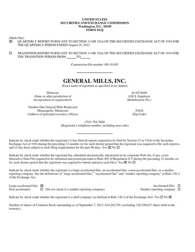 Vorschaubild General Mills Quartalsbericht 2014-q1