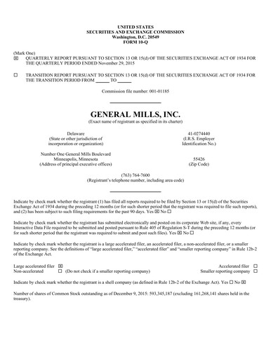 Vorschaubild General Mills Quartalsbericht 2016-q2