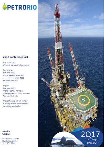 Miniature Prio SA (Petro Rio) Rapport trimestriel 2017-q2