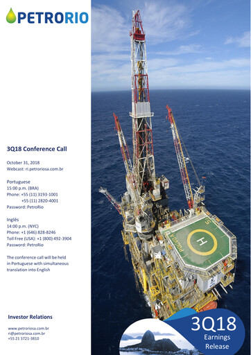 Miniature Prio SA (Petro Rio) Rapport trimestriel 2018-q3