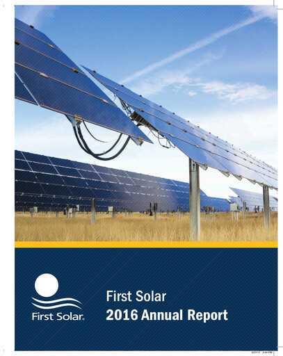 Thumbnail First Solar
 Annual Report 2016