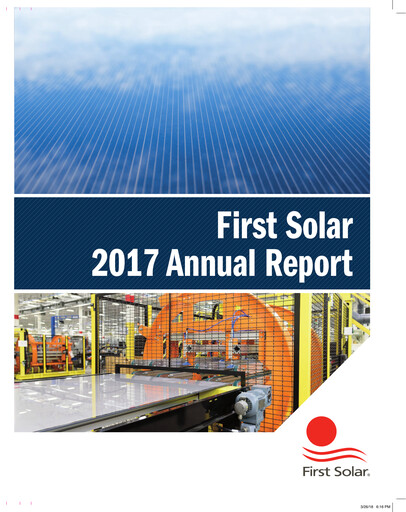 Thumbnail First Solar
 Annual Report 2017