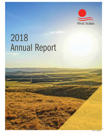 Thumbnail First Solar
 Annual Report 2018