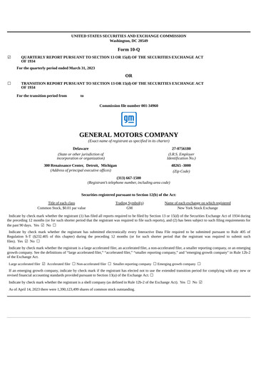 Thumbnail General Motors Quarterly Report 2023-q1