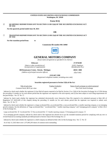 Thumbnail General Motors Quarterly Report 2023-q2