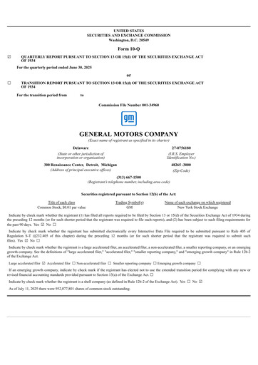 Thumbnail General Motors Quarterly Report 2025-q2