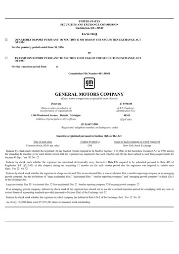 Thumbnail General Motors Quarterly Report 2026-q2