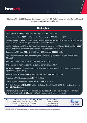 Thumbnail Locaweb Quarterly Report 2021-q1