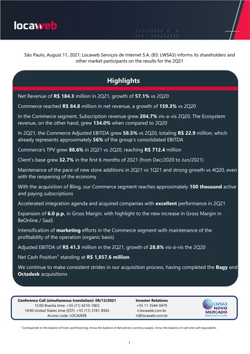 Thumbnail Locaweb Quarterly Report 2021-q2