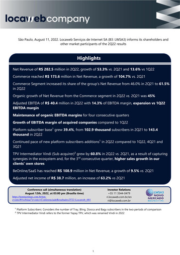 Thumbnail Locaweb Quarterly Report 2022-q2