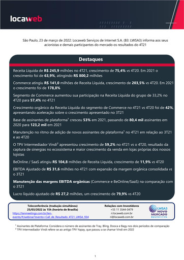 Thumbnail Locaweb Quarterly Report 2021-q4