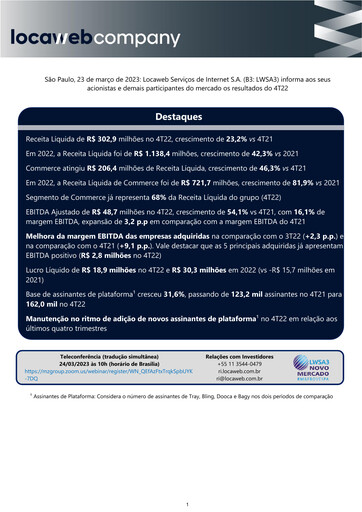 Thumbnail Locaweb Quarterly Report 2022-q4