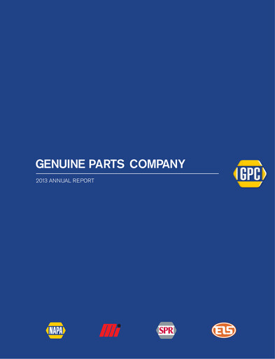 Thumbnail Genuine Parts Company
 Annual Report 2013