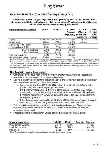 Thumbnail Kingfisher Financial Report 2011-2012