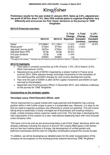 Thumbnail Kingfisher Financial Report 2014-2015