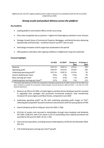 Thumbnail Rightmove
 Half-year Report 2025-h1
