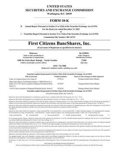 Thumbnail First Citizens BancShares
 Annual Report 2023