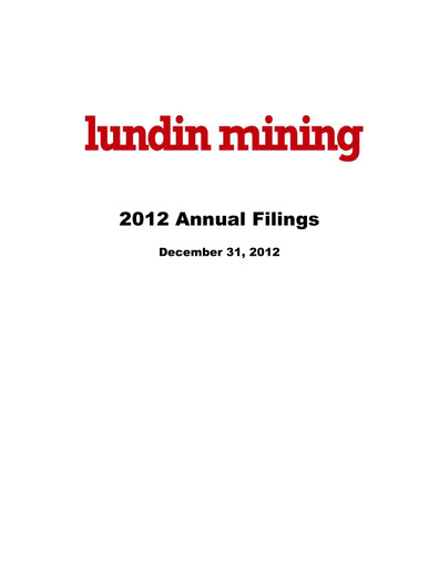 Thumbnail Lundin Mining
 Annual Report 2012