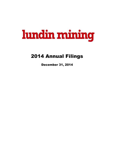 Thumbnail Lundin Mining
 Annual Report 2014