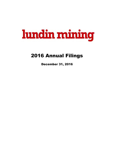 Thumbnail Lundin Mining
 Annual Report 2016