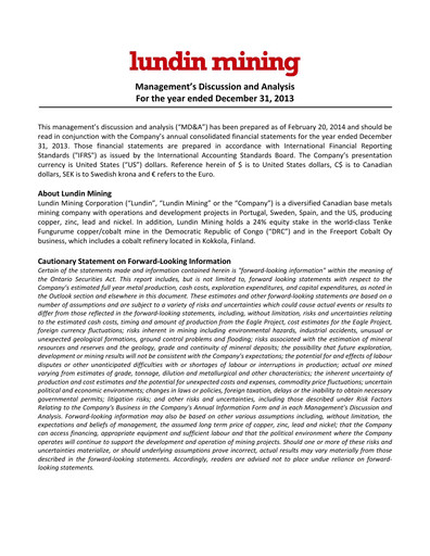 Thumbnail Lundin Mining
 Financial Statement 2013