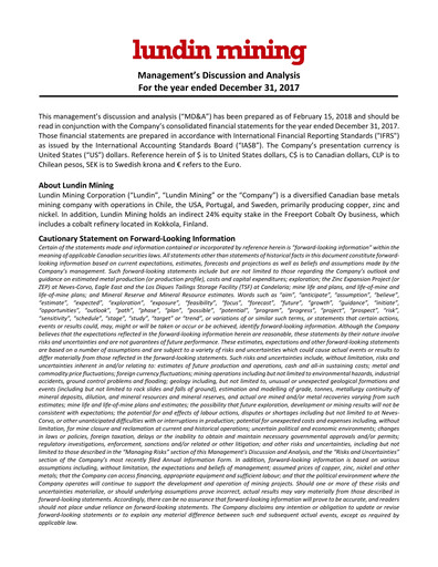 Thumbnail Lundin Mining
 Financial Statement 2017