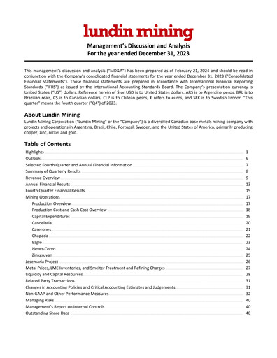 Thumbnail Lundin Mining
 Financial Statement 2023