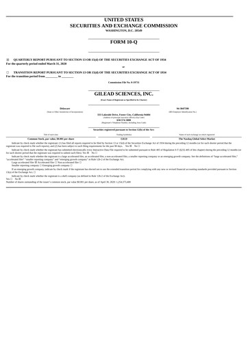 Thumbnail Gilead Sciences Quarterly Report 2020-q1