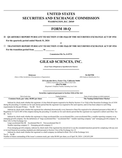 Thumbnail Gilead Sciences Quarterly Report 2024-q1