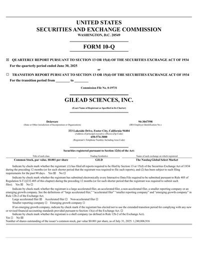 Thumbnail Gilead Sciences Quarterly Report 2025-q2