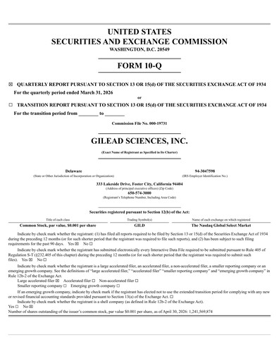Thumbnail Gilead Sciences Quarterly Report 2026-q1