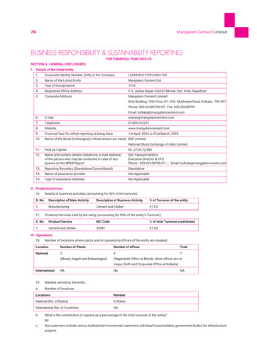 Miniature Mangalam Cement Rapport ESG 2024-2025