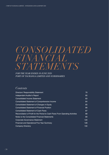 Miniature Port of Tauranga Bilan financier 2020