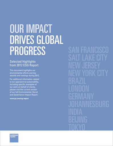 Thumbnail Goldman Sachs ESG Report 2012