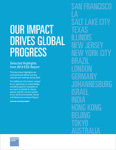 Thumbnail Goldman Sachs ESG Report 2013