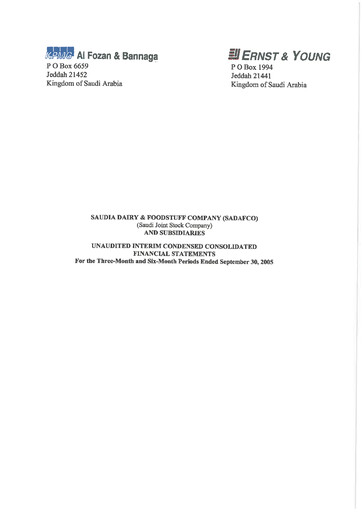 Thumbnail Saudia Dairy & Foodstuff Company Financial Statement 2005-h1